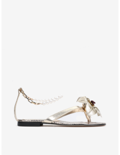 Hegos Sandalo Infradito Fiore Braccialetto Perle Catena Oro