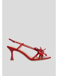 Lola Cruz Sandalo Tulipa Heel Applicazione Fiore Pelle Rosso