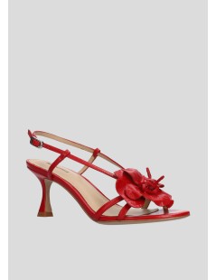 Lola Cruz Sandalo Tulipa Heel Applicazione Fiore Pelle Rosso