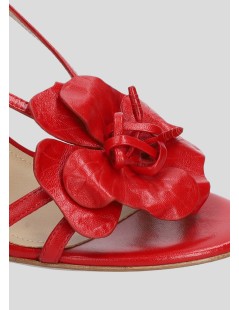 Lola Cruz Sandalo Tulipa Heel Applicazione Fiore Pelle Rosso