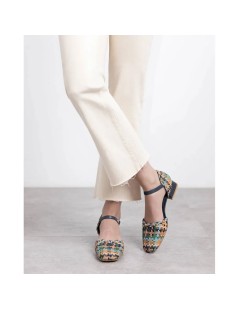 Carmela Decollette Braccialetto Aperta Pelle Intrecciata Multi Jeans