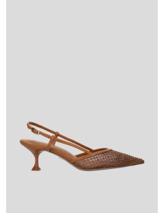 Lola Cruz Slingback Carmen Pump 55 Rete Strass Cuoio