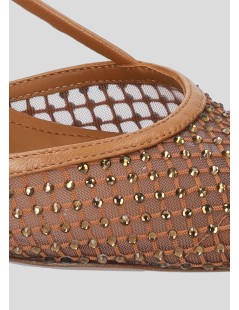 Lola Cruz Slingback Carmen Pump 55 Rete Strass Cuoio