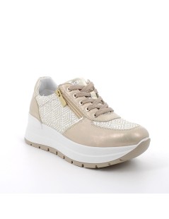 IGI &Co Sneakers Platform Zeppa Tessuto Perlato Avorio