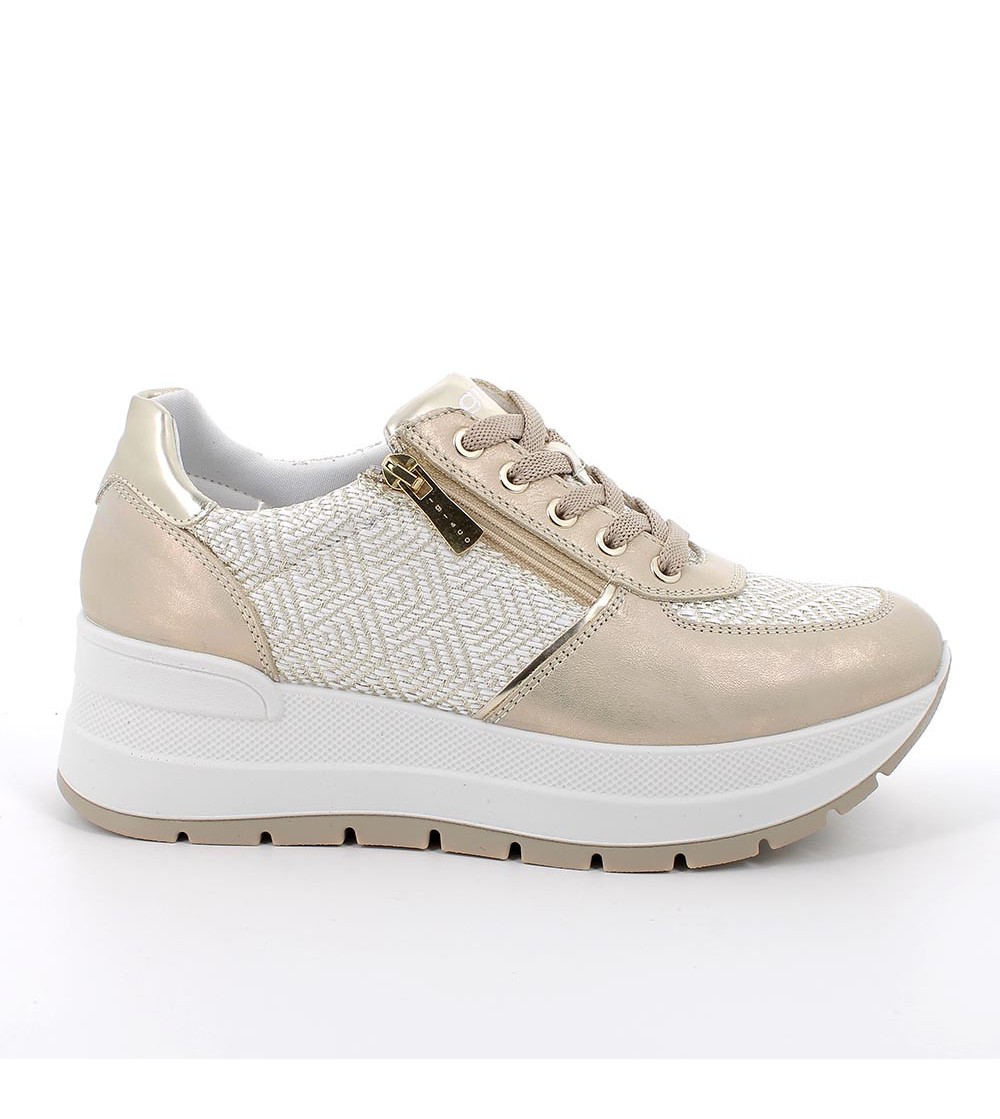 IGI &Co Sneakers Platform Zeppa Tessuto Perlato Avorio