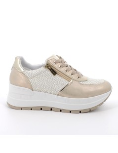 IGI &Co Sneakers Platform Zeppa Tessuto Perlato Avorio