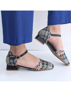 Carmela Decollette Braccialetto Aperta Pelle Intrecciata Multi Jeans