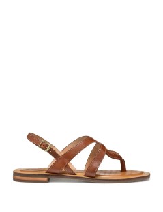 Geox Sandalo Infradito Sozy Tacco Basso Positano Pelle Camel