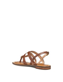 Geox Sandalo Infradito Sozy Tacco Basso Positano Pelle Camel