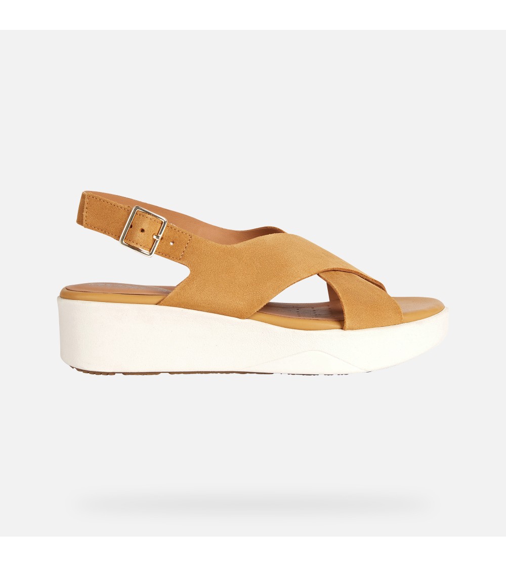 Geox Sandalo Laudara Zeppa Media Incrocio Senape