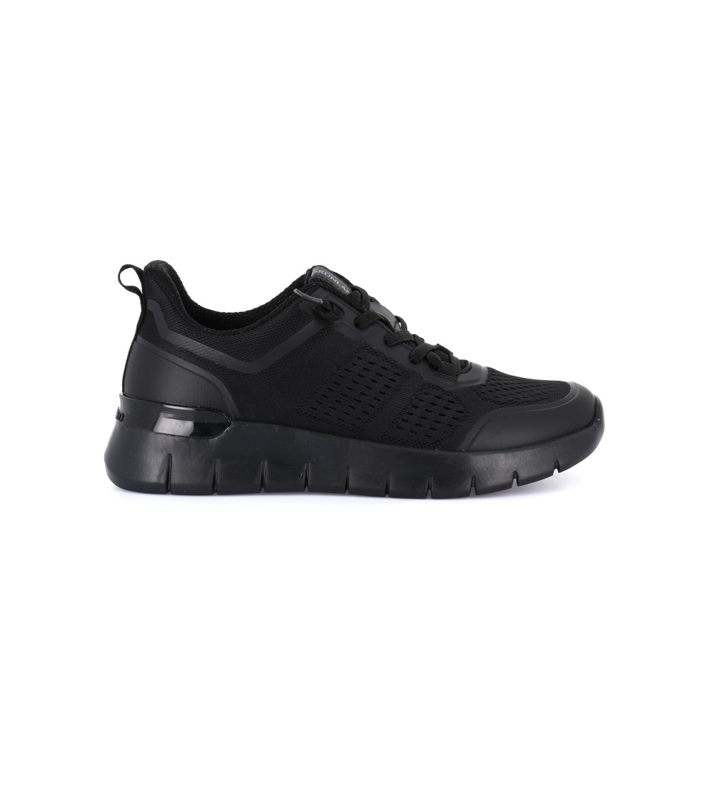 Grunland Sneakers Super Leggera Lacci Elastic Tessuto Tutto Nero