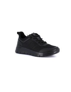 Grunland Sneakers Super Leggera Lacci Elastic Tessuto Tutto Nero