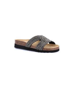 Grunland Ciabatta Bio Fondo Sughero Alto Treccia Strass Nero