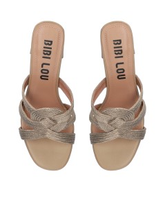 Bibi Lou Sandalo Ciabattina Alia 60 Tessuto Intreccio Camel