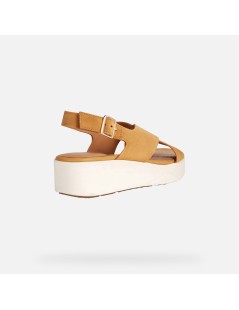 Geox Sandalo Laudara Zeppa Media Incrocio Senape