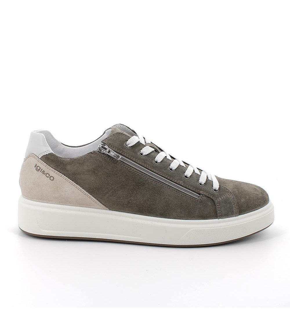 IGI &Co Sneakers Uomo Cassetta con Zip Camoscio Militare