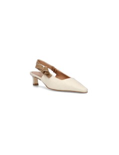 Chantal Slingback con Fiocco Laterale Tessuto Avorio Sabbia