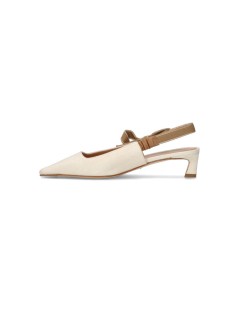 Chantal Slingback con Fiocco Laterale Tessuto Avorio Sabbia