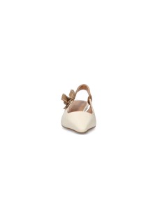 Chantal Slingback con Fiocco Laterale Tessuto Avorio Sabbia