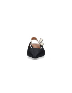 Chantal Slingback con Fiocco Laterale Tessuto Nero Avorio