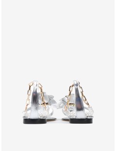 Hegos Sandalo Infradito Fiore Braccialetto Perle Catena Argento