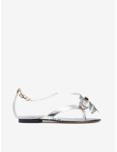 Hegos Sandalo Infradito Fiore Braccialetto Perle Catena Argento