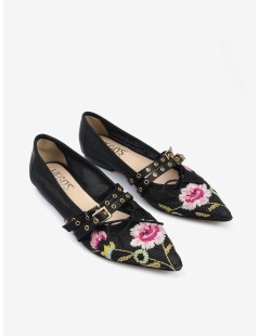 Hegos Ballerina a Punta con Fiocco Doppia Fibbia Nero