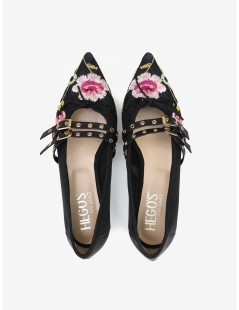 Hegos Ballerina a Punta con Fiocco Doppia Fibbia Nero