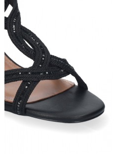 Bibi Lou Sandalo Ayla Tacco Treccia Tessuto Strass Nero