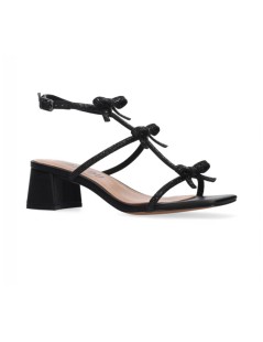 Bibi Lou Sandalo Abby Tacco Medio Fiocchi Caviglia Strass Nero