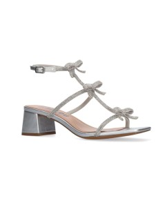 Bibi Lou Sandalo Abby Tacco Medio Fiocchi Caviglia Strass Argento