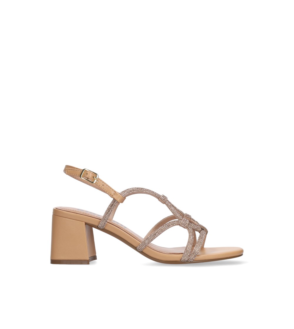 Bibi Lou Sandalo Liv Tacco Medio Incroci Strass Nude