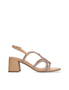 Bibi Lou Sandalo Liv Tacco Medio Incroci Strass Nude