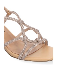 Bibi Lou Sandalo Liv Tacco Medio Incroci Strass Nude