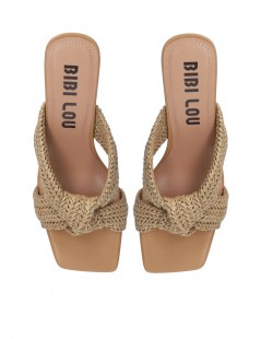 Bibi Lou Sandalo Nicole Slipper Nodo Incrocio Rafia Camel