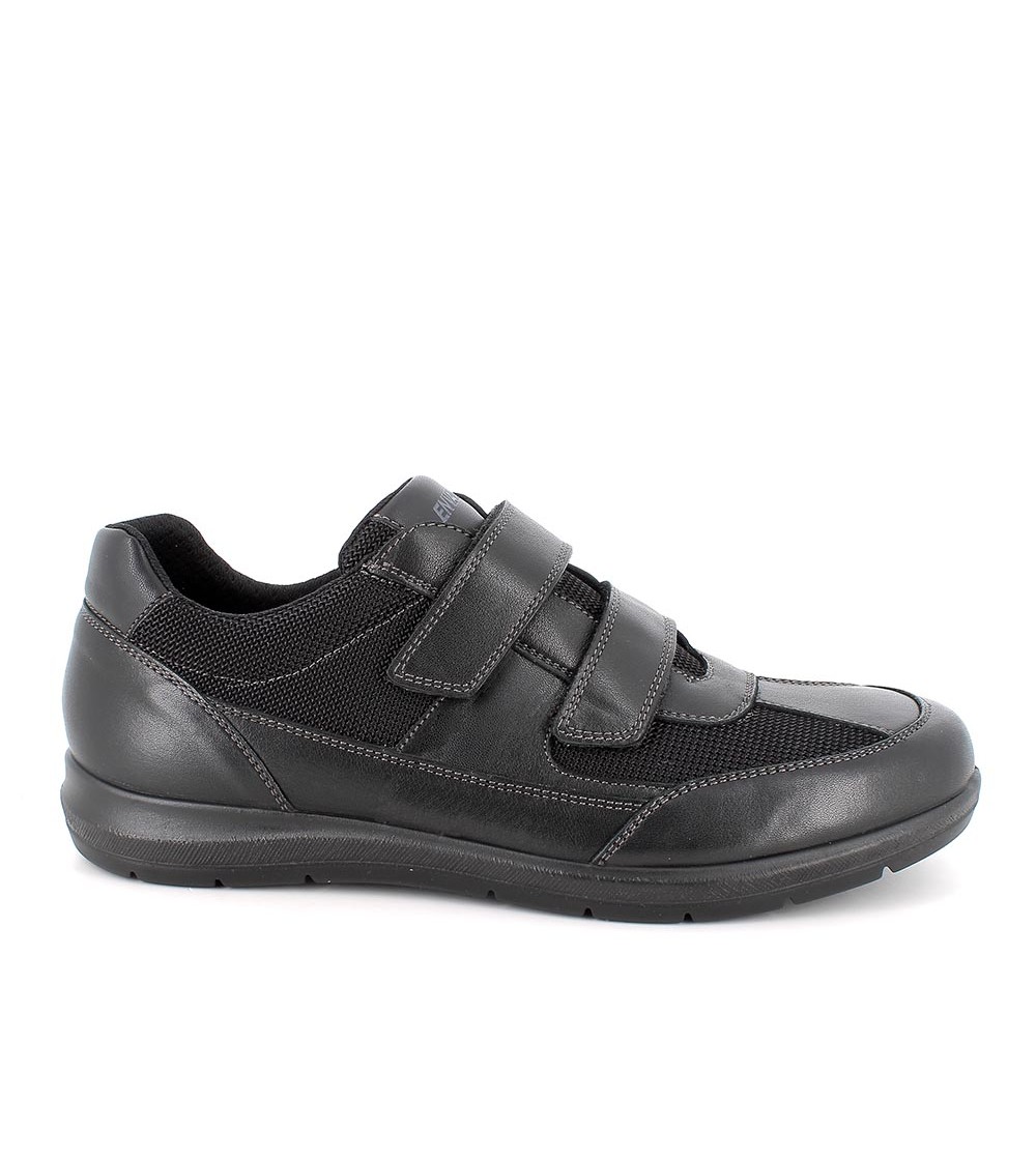 Enval Soft Sneakers Uomo Classic 2 Velcro Tessuto Pelle Nero