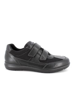 Enval Soft Sneakers Uomo Classic 2 Velcro Tessuto Pelle Nero