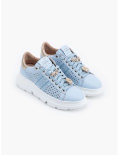 Stokton Sneakers Volume Gioiello Nappa Traforata Spiga Cielo