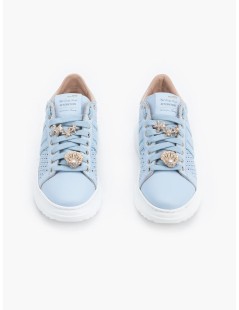 Stokton Sneakers Volume Gioiello Nappa Traforata Spiga Cielo