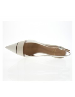 Chantal Slingback Tacco Stiletto Inserti Tessuto Vinile Bianco