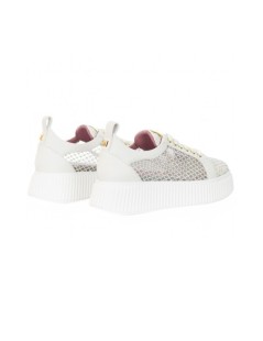 Lorenzo Mari Sneakers Sally Volume Alto Microrete Strass Bianco