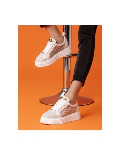 Lorenzo Mari Sneakers Sally Volume Alto Microrete Strass Bianco