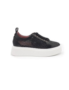 Lorenzo Mari Sneakers Sally Volume Alto Microrete Strass Nero
