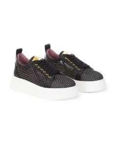 Lorenzo Mari Sneakers Sally Volume Alto Microrete Strass Nero