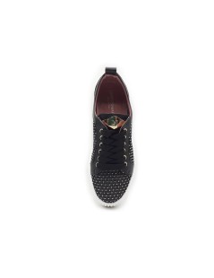 Lorenzo Mari Sneakers Sally Volume Alto Microrete Strass Nero