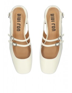 Bibi Lou Slingback Mary Jane Hina 25 2 Braccialetto Vernice Bianco