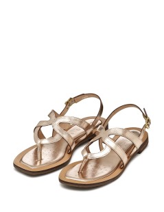 Geox Sandalo Infradito Sozy Tacco Basso Positano Pelle Oro