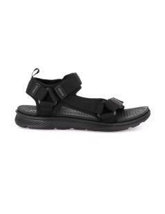 Grunland Sandalo Uomo Sport 3 Velcro Tessuto Nero