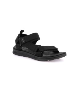 Grunland Sandalo Uomo Sport 3 Velcro Tessuto Nero