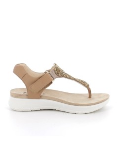 Enval Soft Sandalo Infradito Fit con Velcro Strass Pelle Camel